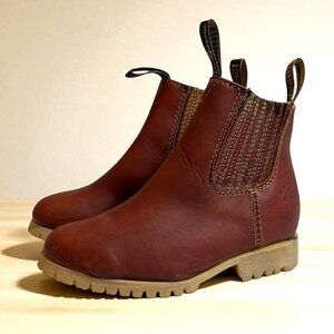 El Agavero Brown Leather Farm Ranch Boots Lug Sole Kids US size 13 Mexican 19.5